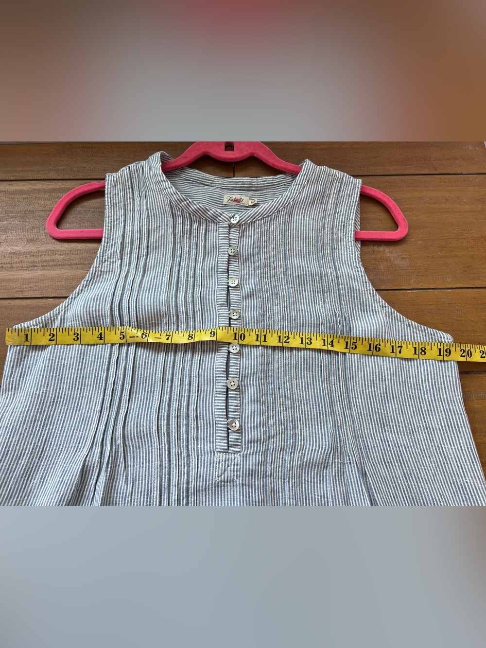 Faherty Sleeveless Mini Dress in White and Navy Pinstripe - Picture 10 of 13